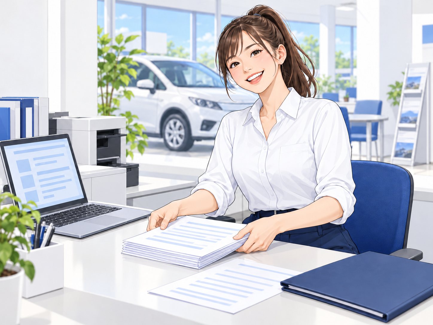 納車に必要な書類をそろえるイメージ